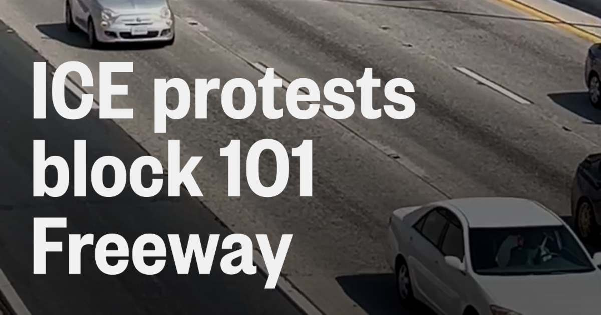 Crowds block 101 Freeway in anti-ICE demonstration