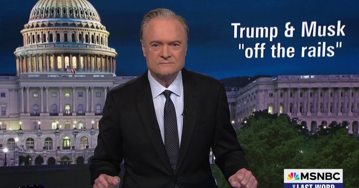 Lawrence: If Elon Musk is 'off the rails' as Trump says, how far from the rails is Donald Trump?