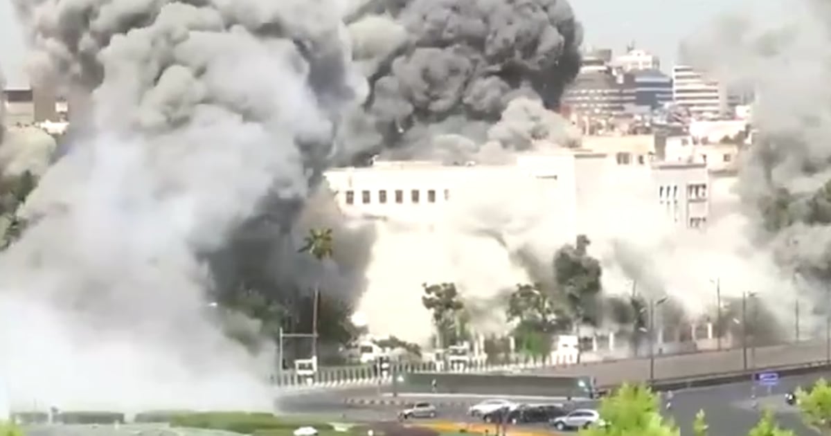 Syrian TV captures moment Israel bombs near Syrian Defense Ministry
