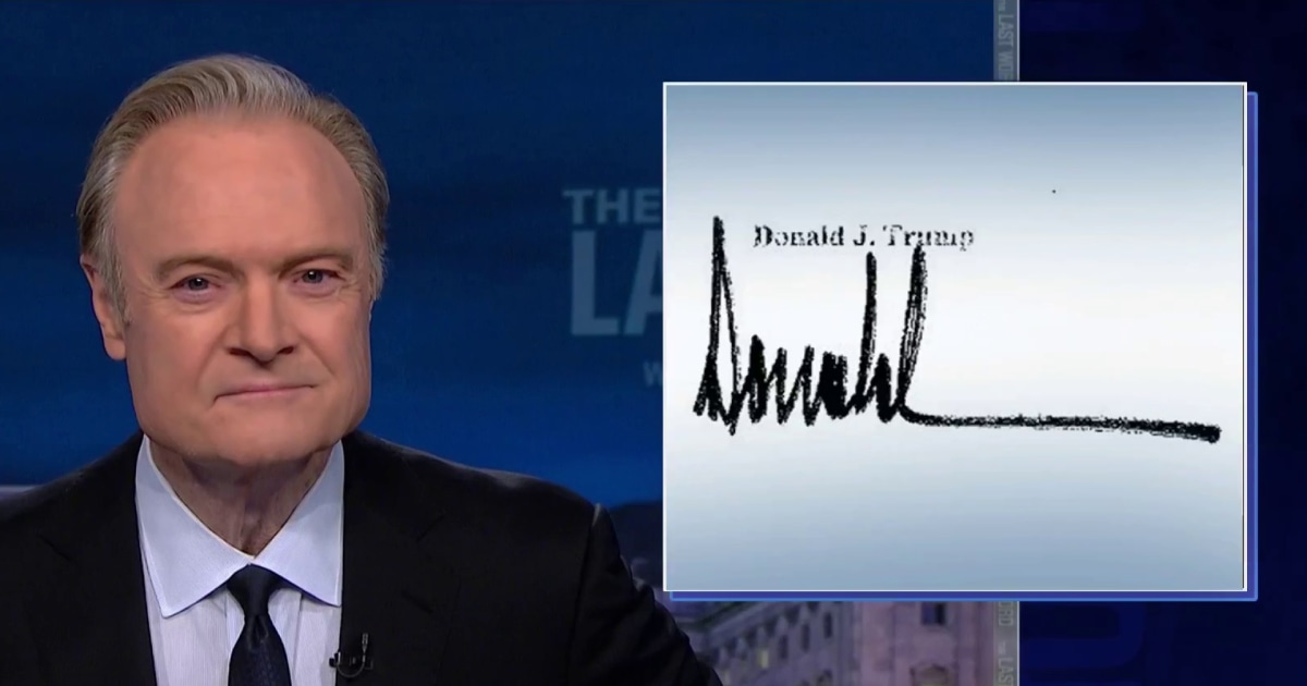 Lawrence shares a note Trump sent him comparing its signature to the Epstein birthday note signature