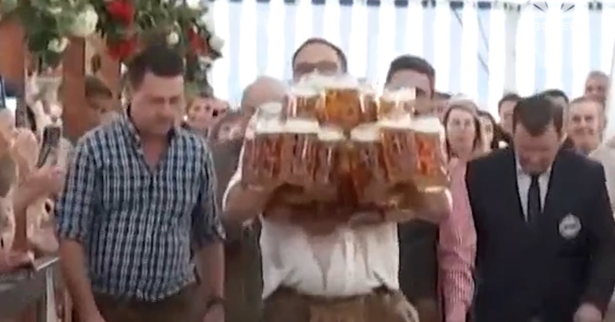 German man attempts beer-carrying world record