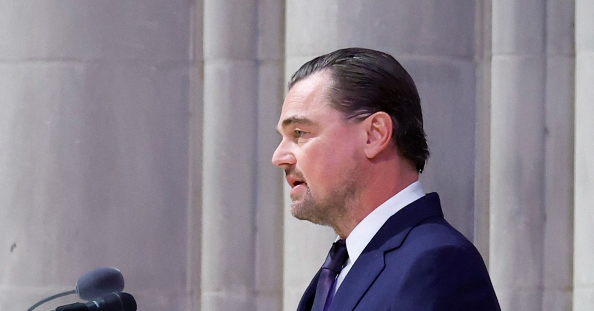 Leonardo Dicaprio Speaks At Jane Goodall's Funeral