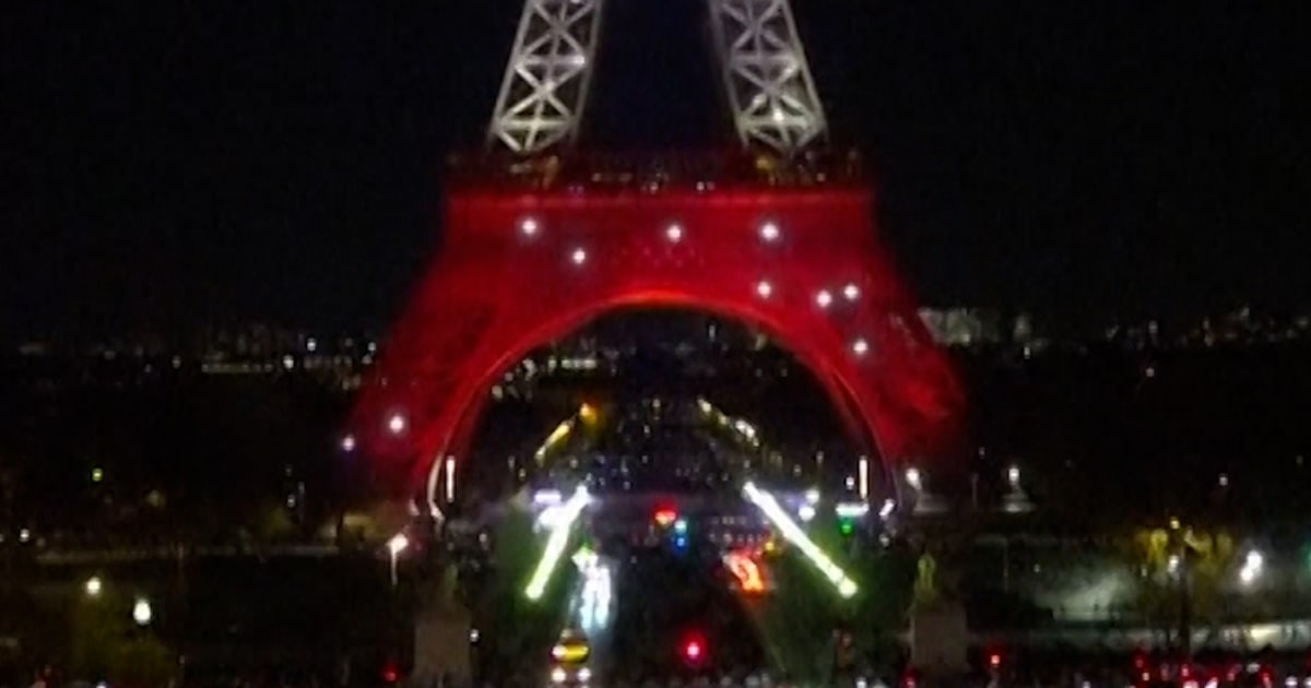 Eiffel Tower Lit Up On Paris Attacks 10th Anniversary