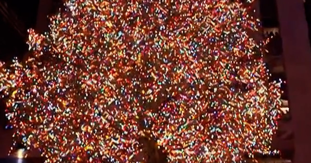 Rockefeller Heart Christmas tree lit for the season