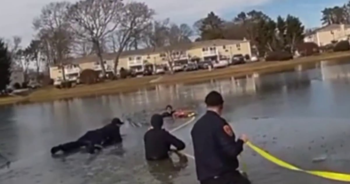 8-year-old boy meets officers who saved him from a frozen pond