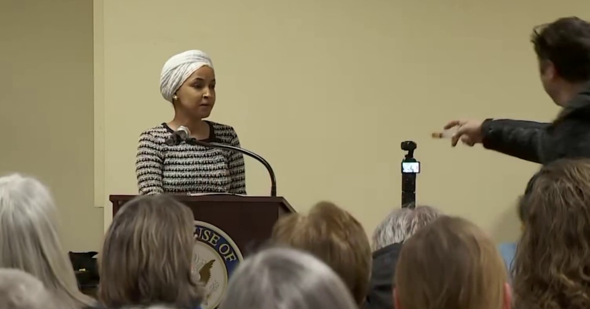 Man sprays substance at Rep. Ilhan Omar during town hall in Minneapolis