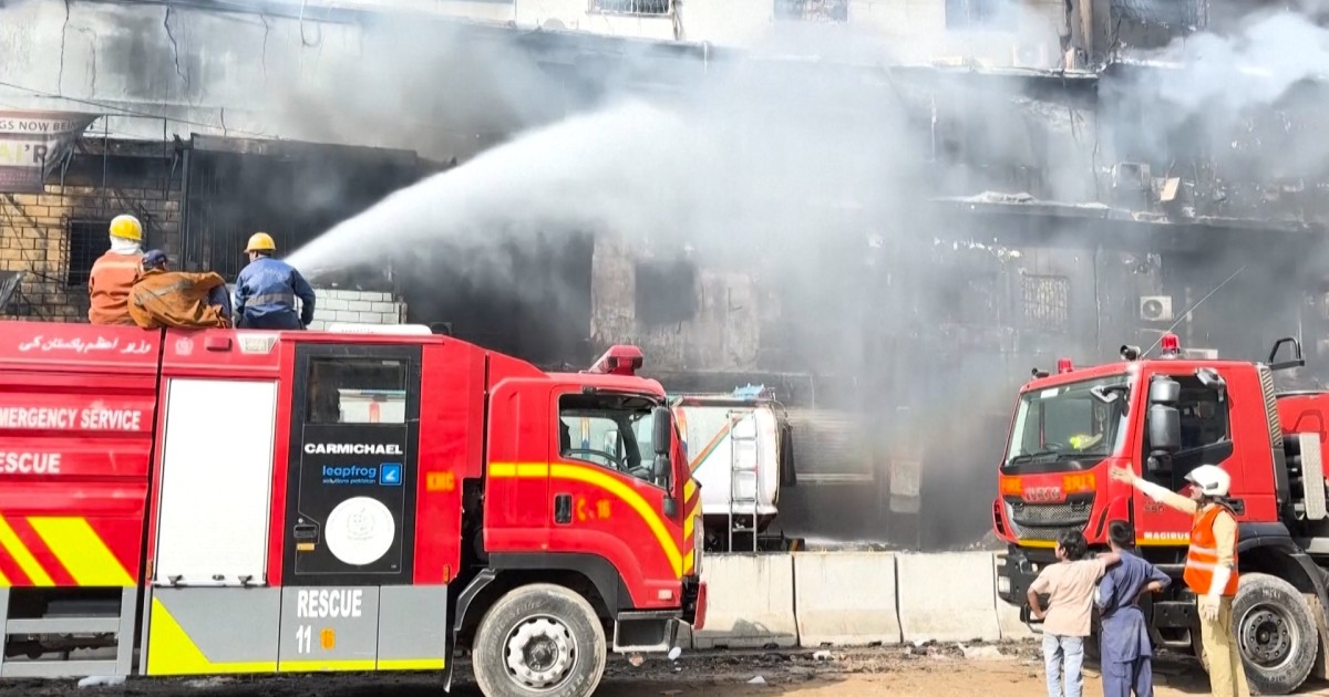 Dozens missing, at least 10 dead in major Pakistan shopping mall fire