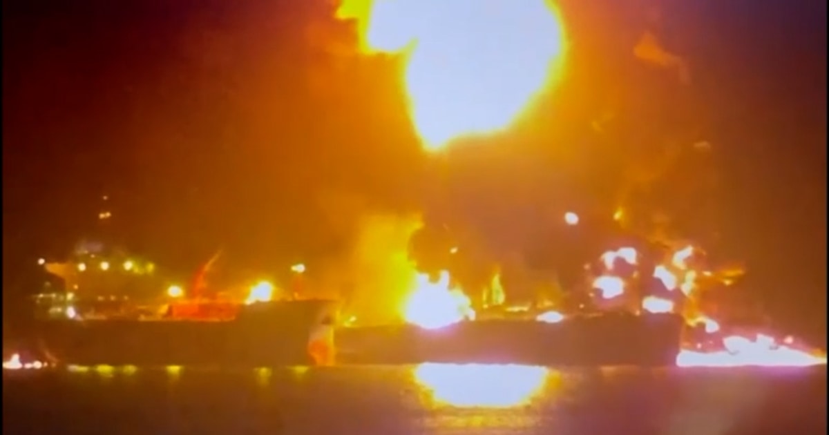 Two oil tankers catch fire after Iranian attacks in Iraqi waters