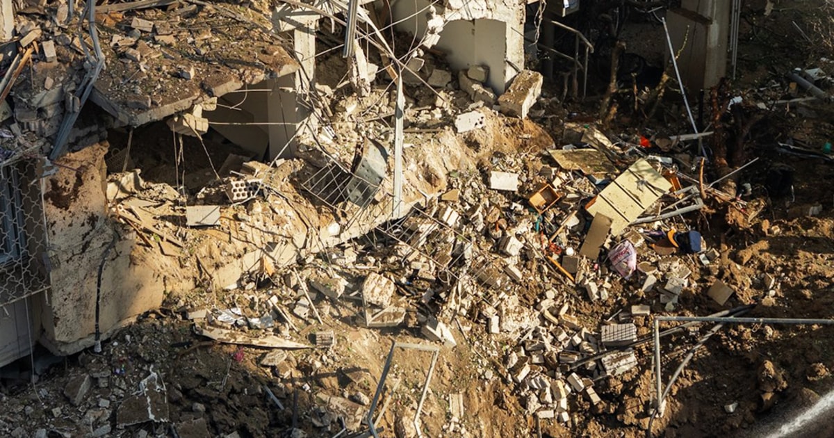 Building damaged after Iranian missile attack on Israel