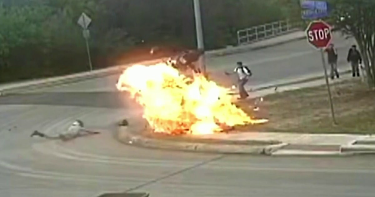 Fiery motorcycle crash caught on camera