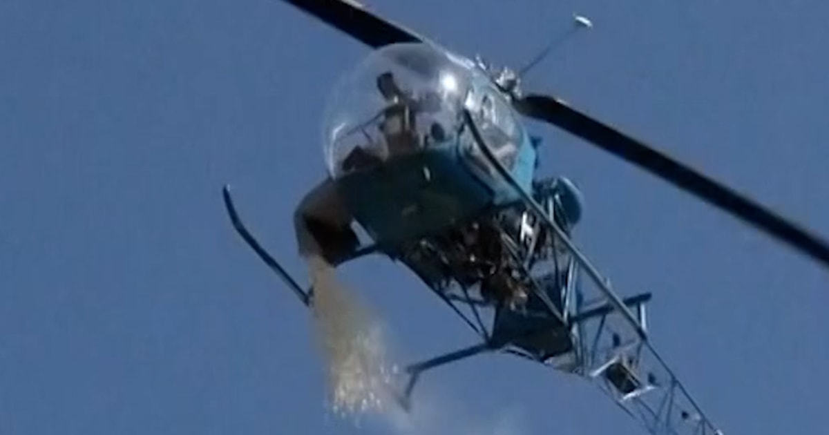 Helicopter drops marshmallows for Easter tradition