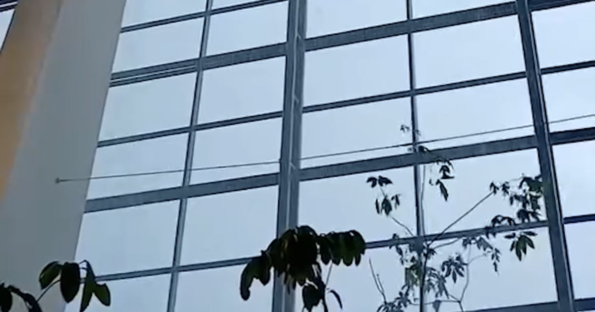 Airport roof leaks during heavy rain in Indonesia