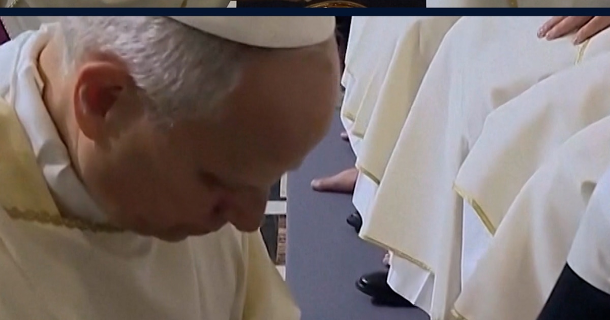 Pope Leo washes priests’ feet in Holy Thursday ceremony