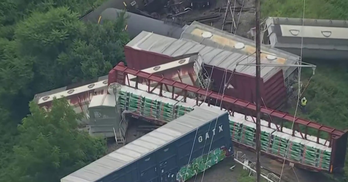 Freight train derailment near Philadelphia sparks hazmat scare