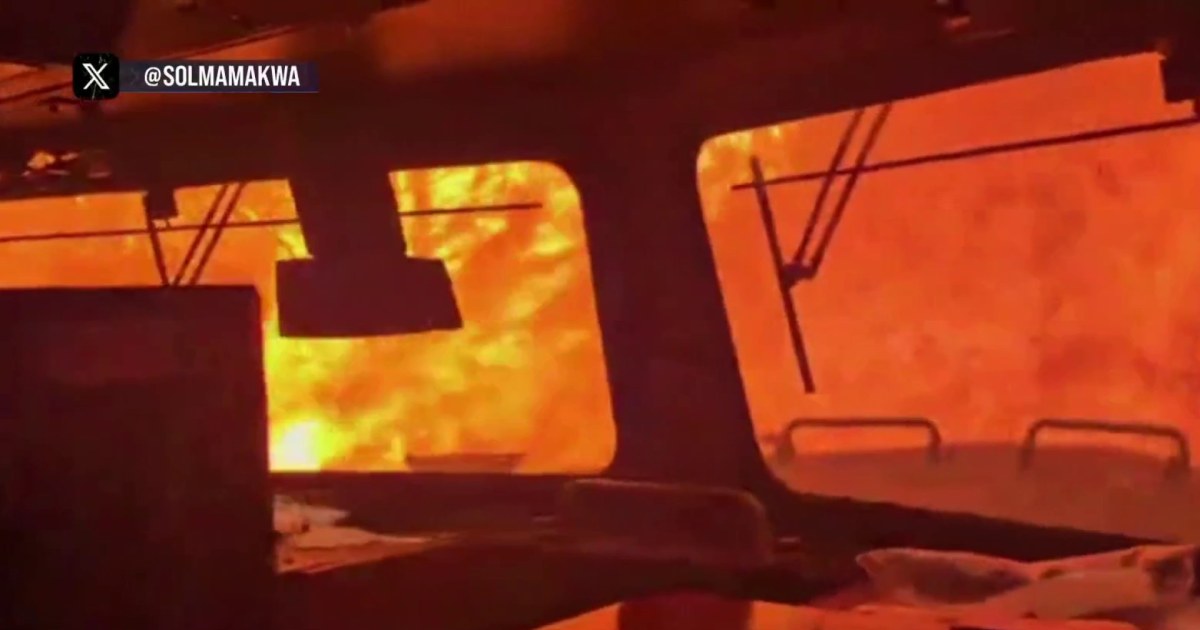 Terrifying video of train trapped in wildfire