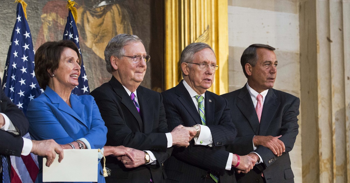 Lawmakers hold hands and sing during medal ceremony