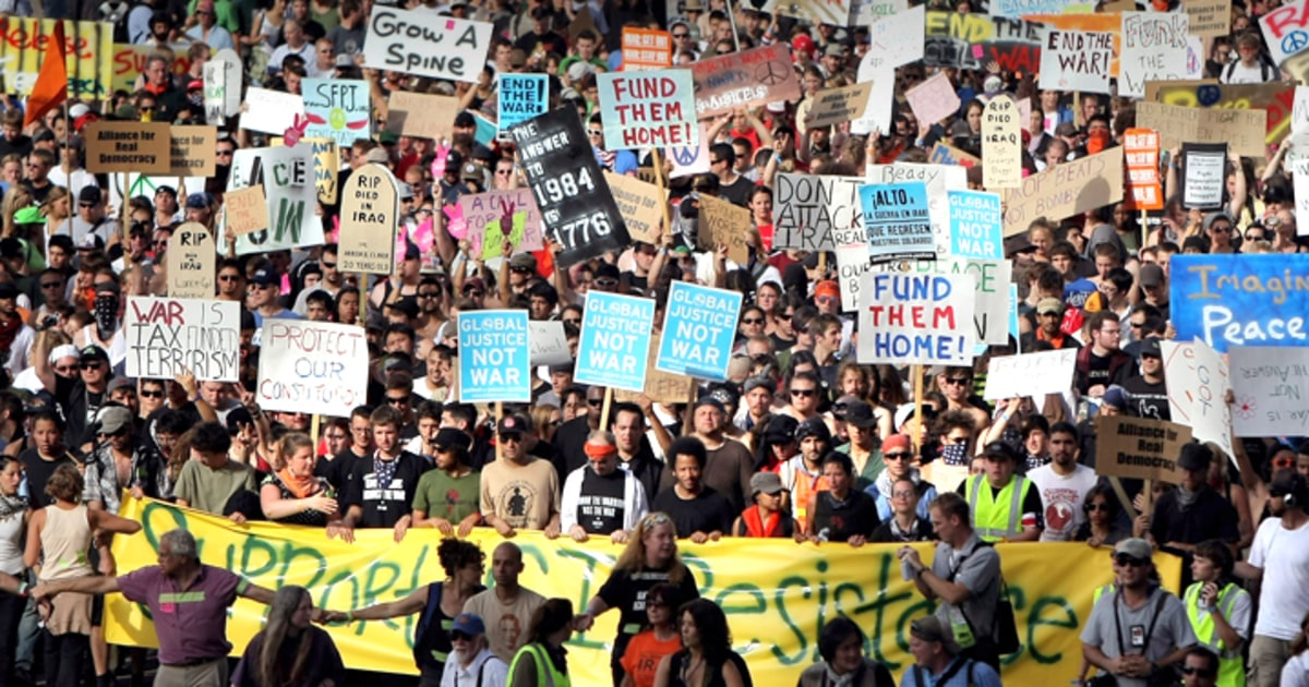 Thousands stage anti-war protest at convention