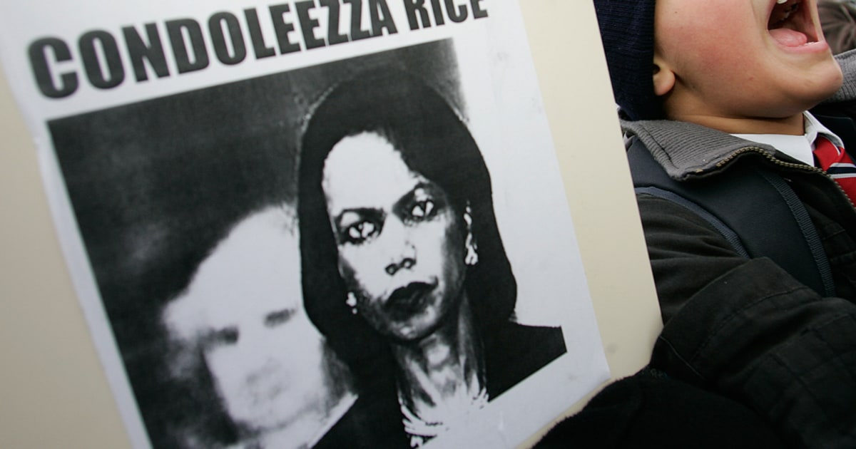 More protesters greet Rice on 2nd day in U.K.