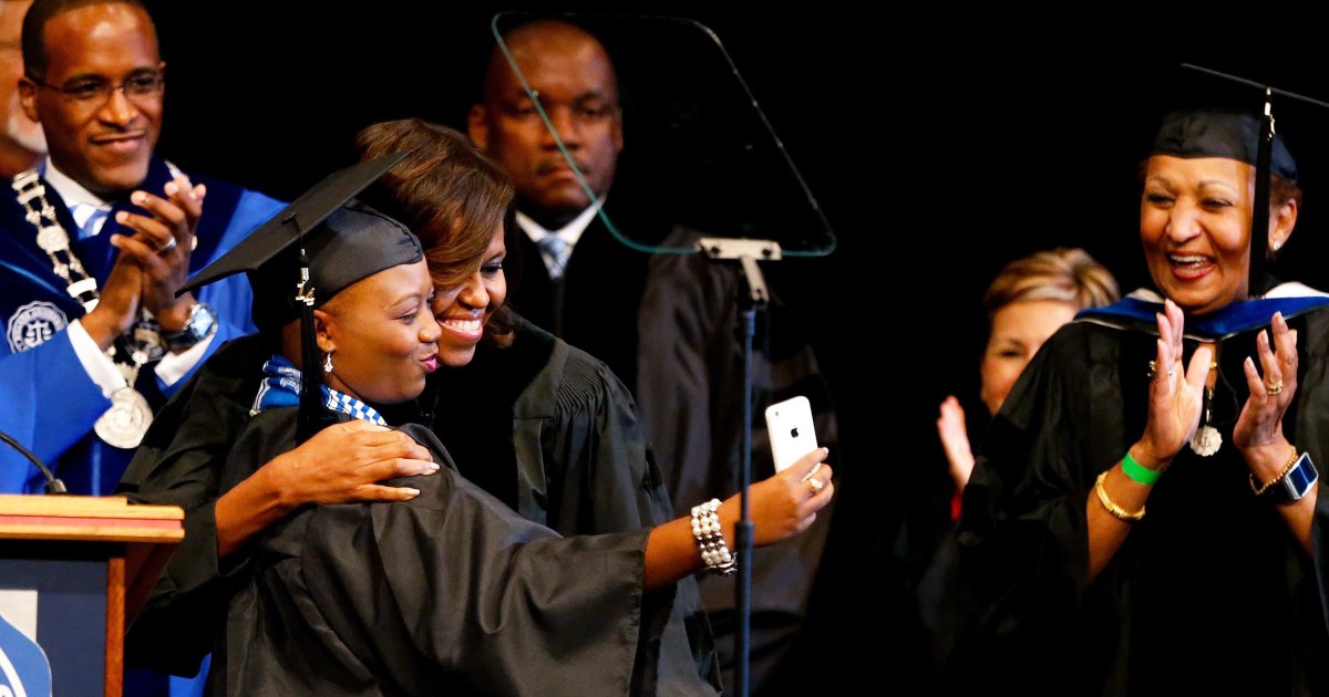 Michelle Obama Touts Education, Appears in Selfie at Dillard Graduation