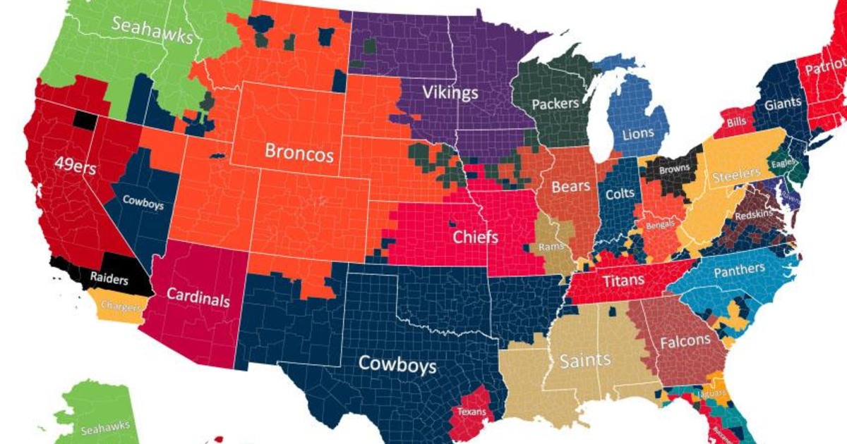 The Most Popular NFL Teams by County, State
