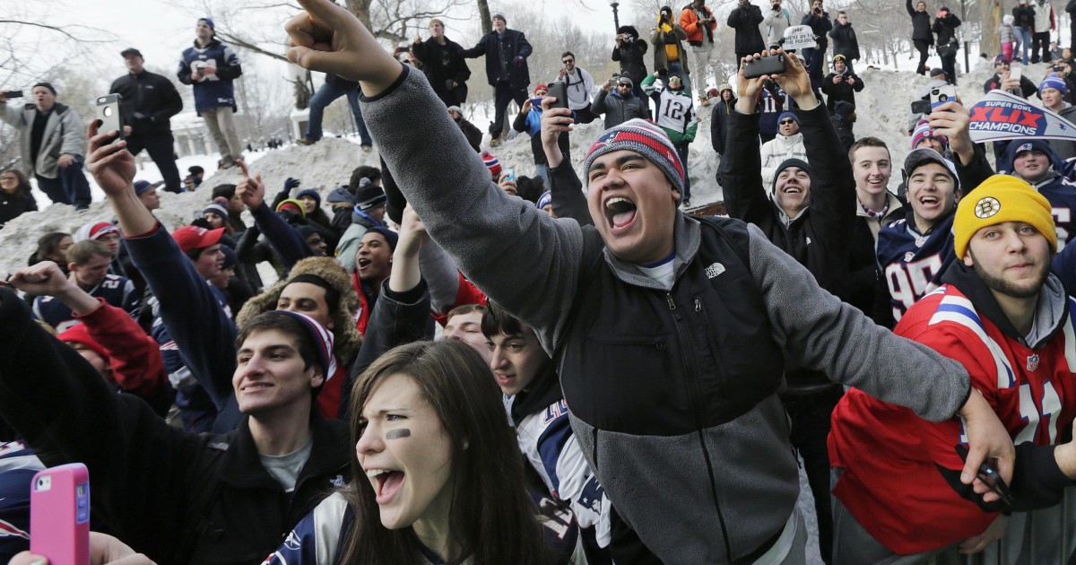 Boston Fans Celebrate the Super Bowl Champion New England Patriots
