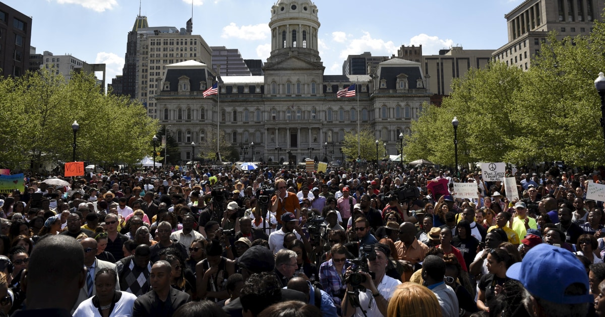 Baltimore Rallies at City Hall After Mayor Lifts Curfew