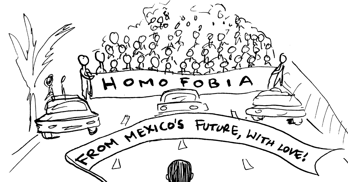 Cartoonist Honors Young Boy Who Blocked Anti-LGBT March in Mexico