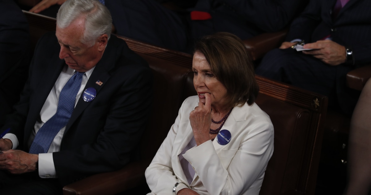 Democrats Wear Blue and Red Pins During Trump's Congress Speech