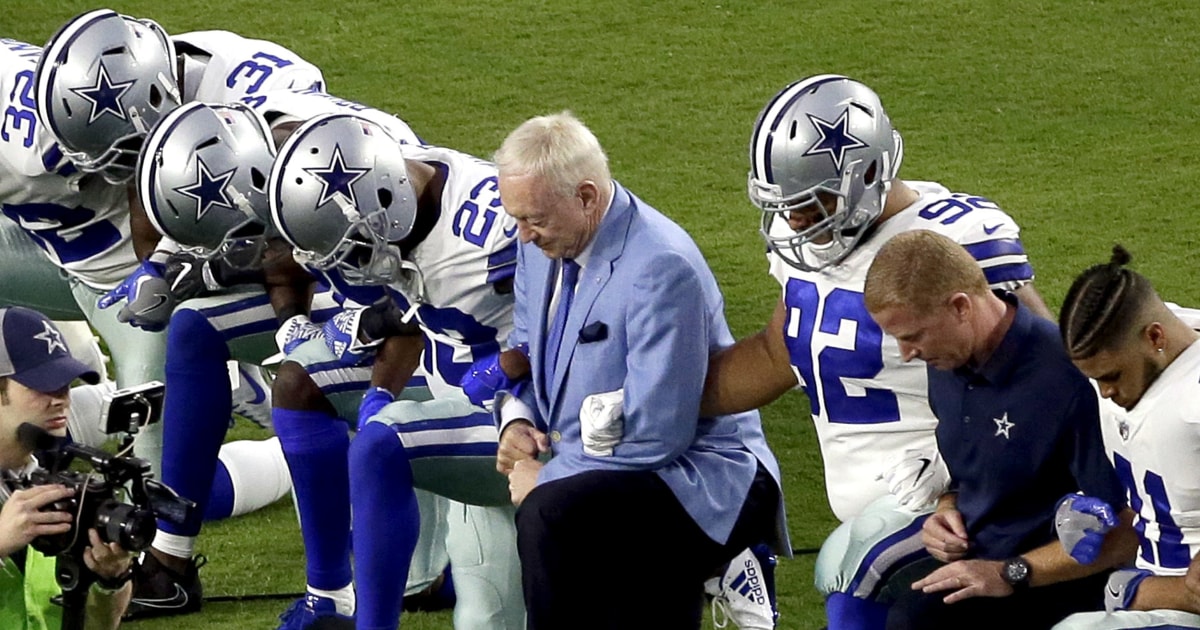 NFL Player Protests: Dallas Cowboys Kneel Prior to National Anthem on 'Monday  Night Football'