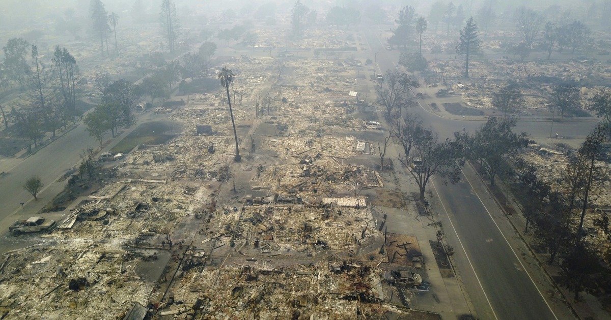 From Above, California Wine Town an Ashy Wasteland