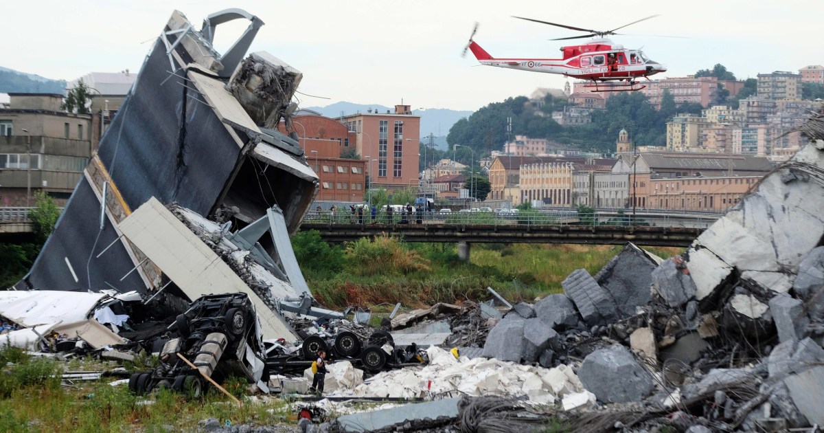 Photos: Genoa bridge collapse sends cars plunging, kills dozens