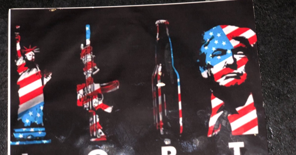 Lgbt Flyers — Picturing Lady Liberty Gun Beer And Trump — Sent To