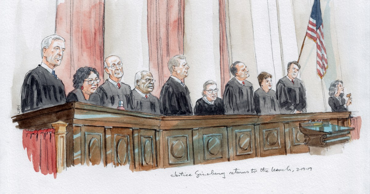 Justice Ginsburg returns to the Supreme Court after surgery