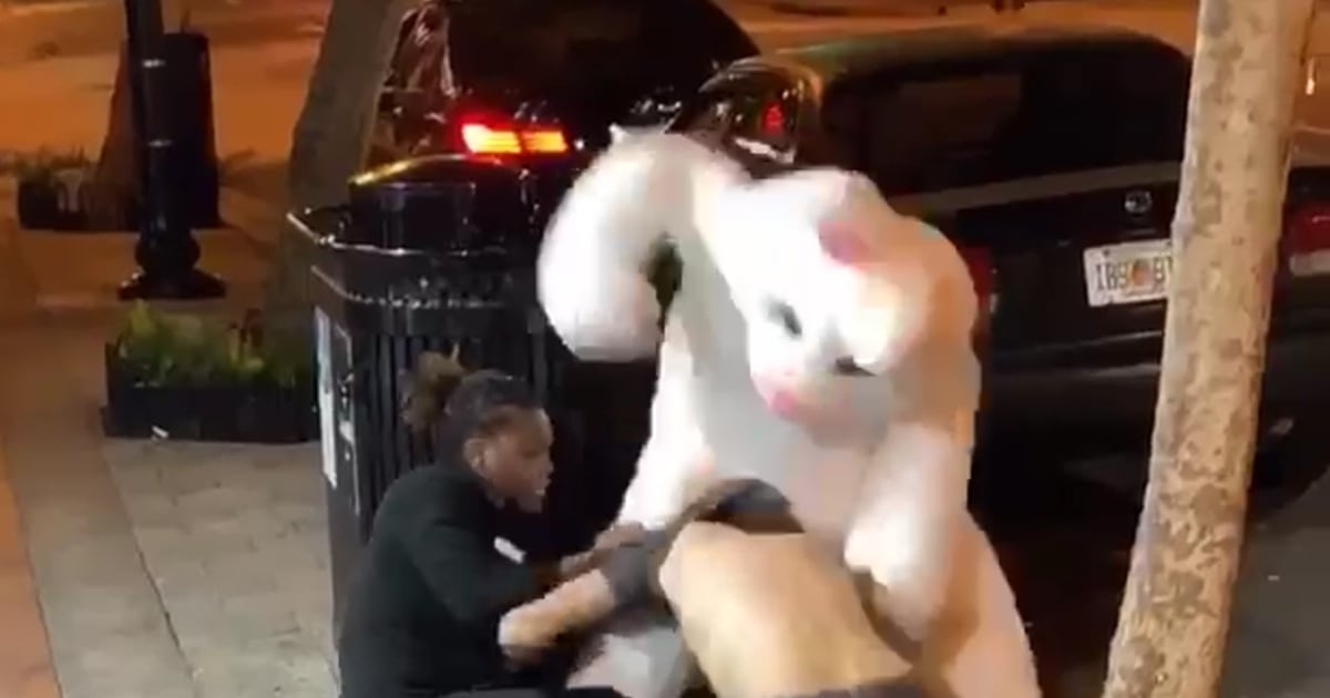 Tampa Tarpons guest the Easter Bunny throws out the ceremonial