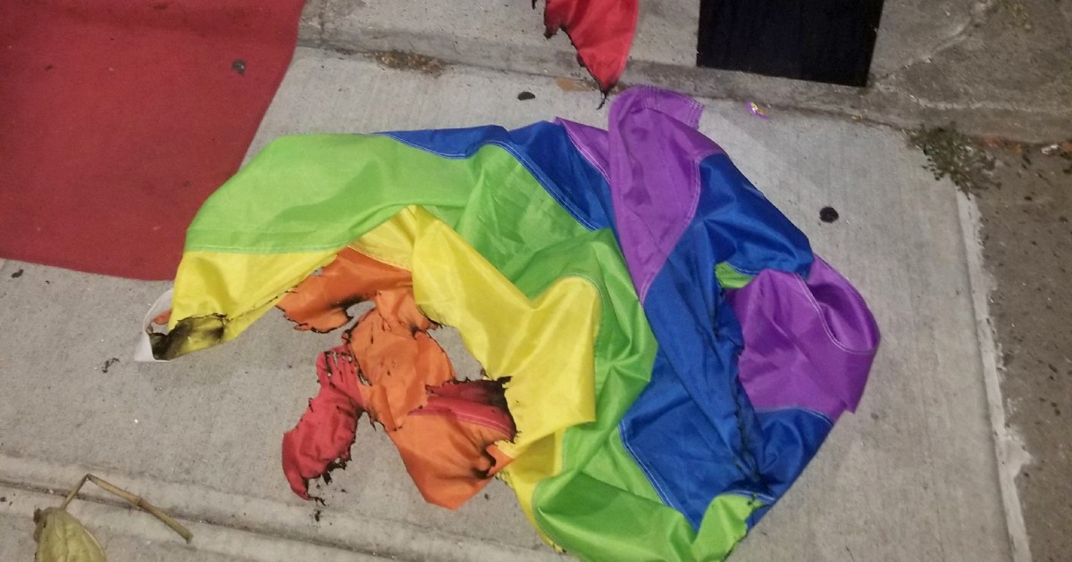 man charged for burning gay flag
