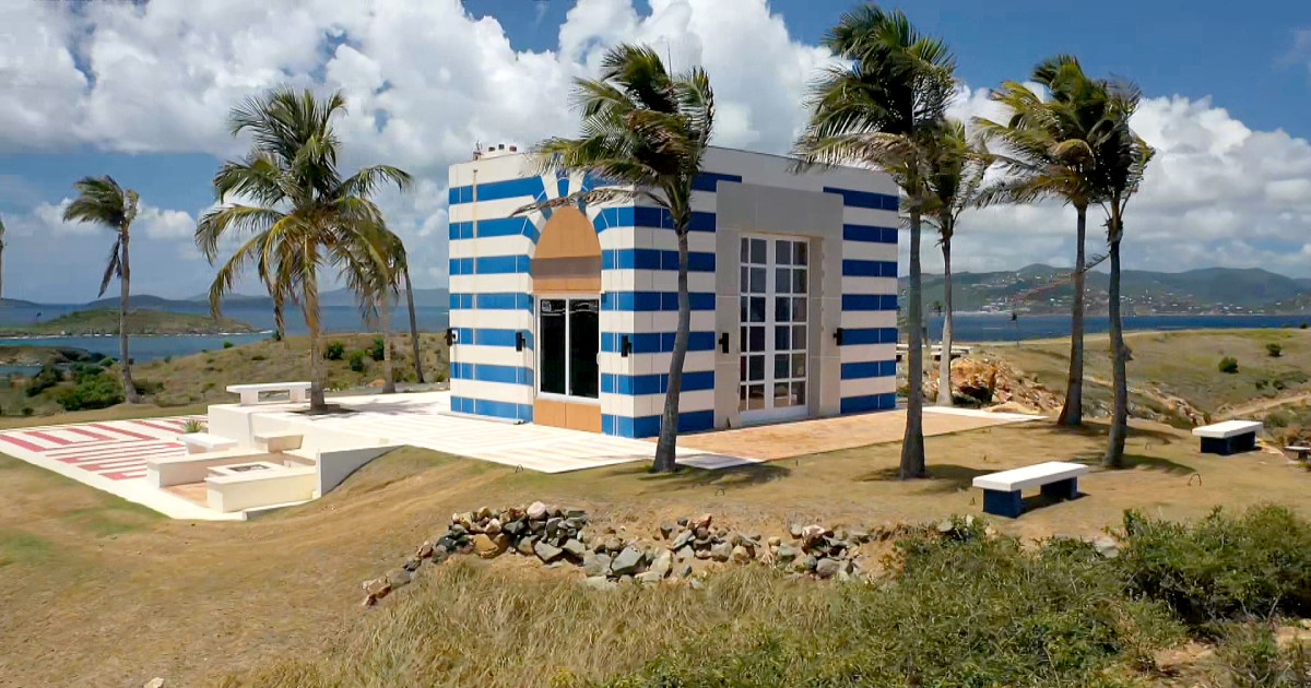 Jeffrey Epstein's bizarre blue-striped building on private island raised  alarm