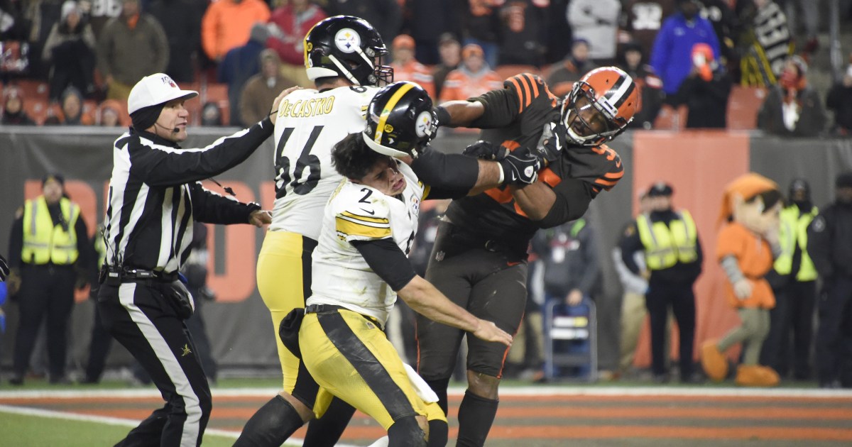Inexcusable': Browns' Myles Garrett denounced for helmet attack on Steelers'  QB