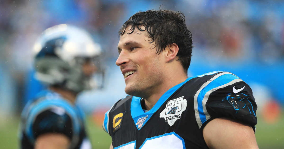 Luke Kuechly, inside linebacker, Carolina Panthers Greeting Card