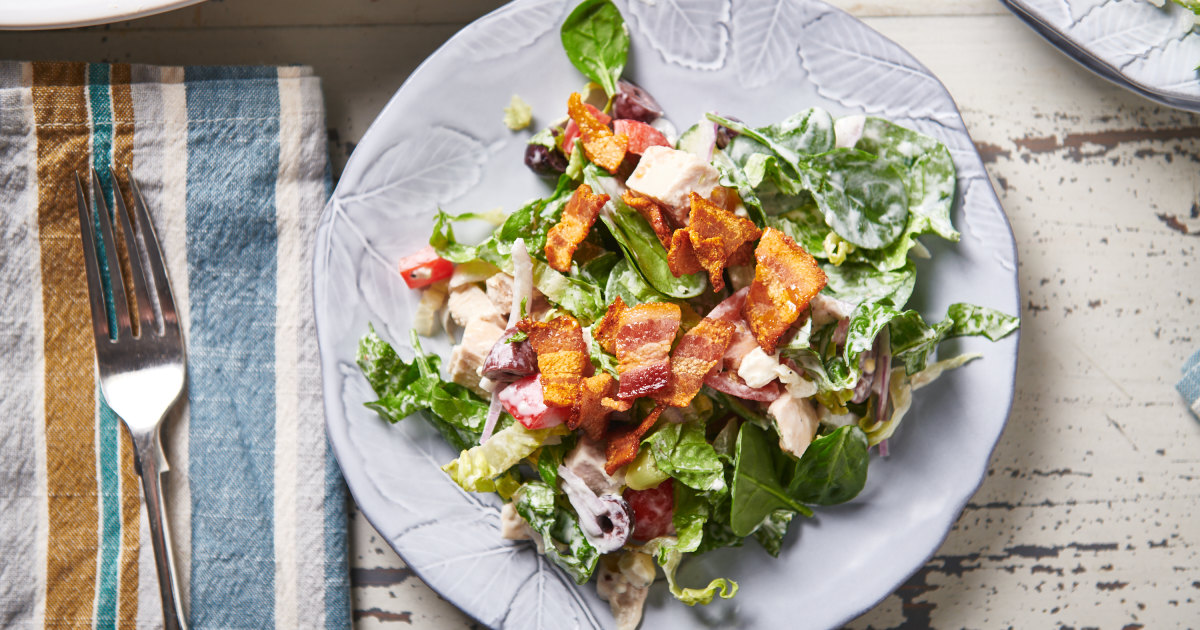 Chopped salad with chicken and blue cheese dressing