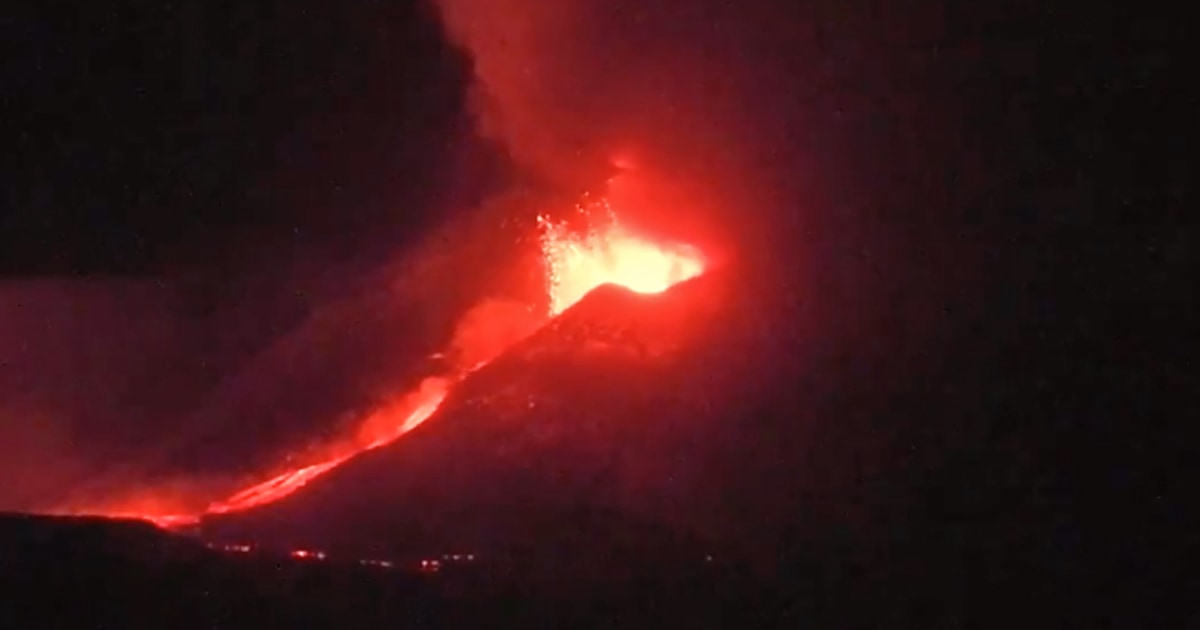 Video shows volcano in Sicily erupting, spewing fiery lava
