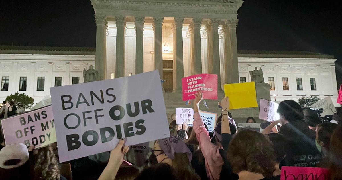 Protesters drawn to Supreme Court Monday night by report of draft ruling that would overturn Roe