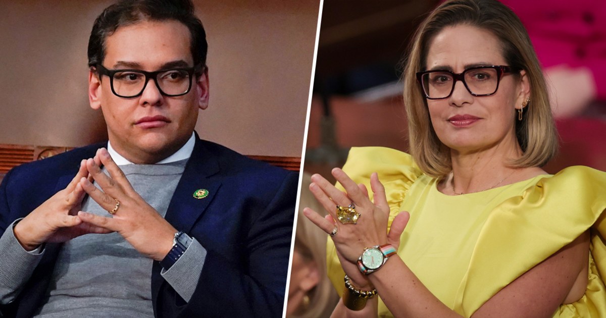 George Santos says Kyrsten Sinema told him to ‘hang in there.’ Her office says that’s a ‘lie.’