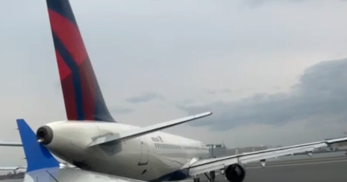 Video shows Delta and United planes collide slowly at Boston airport