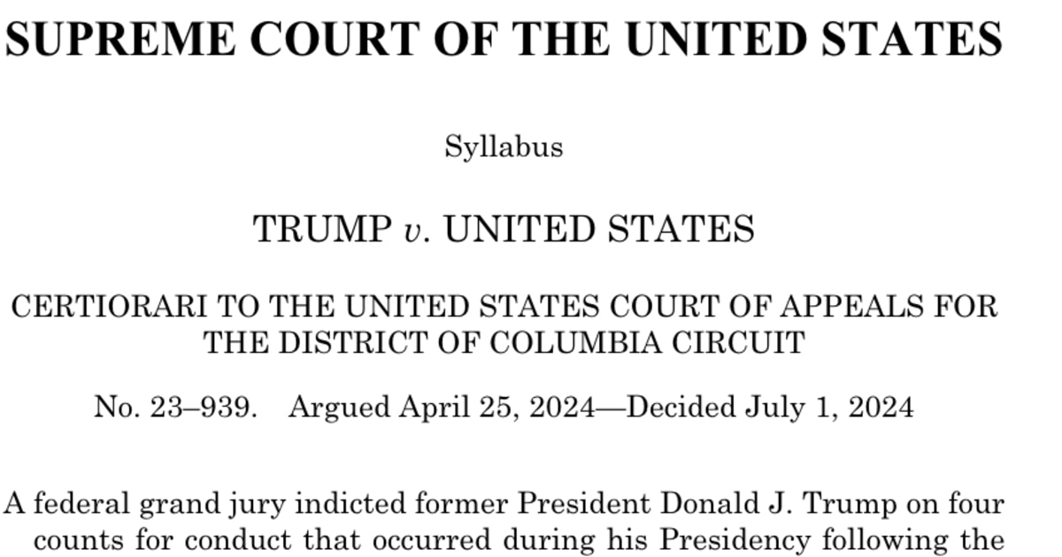 Read: Supreme Court's Trump presidential immunity opinion