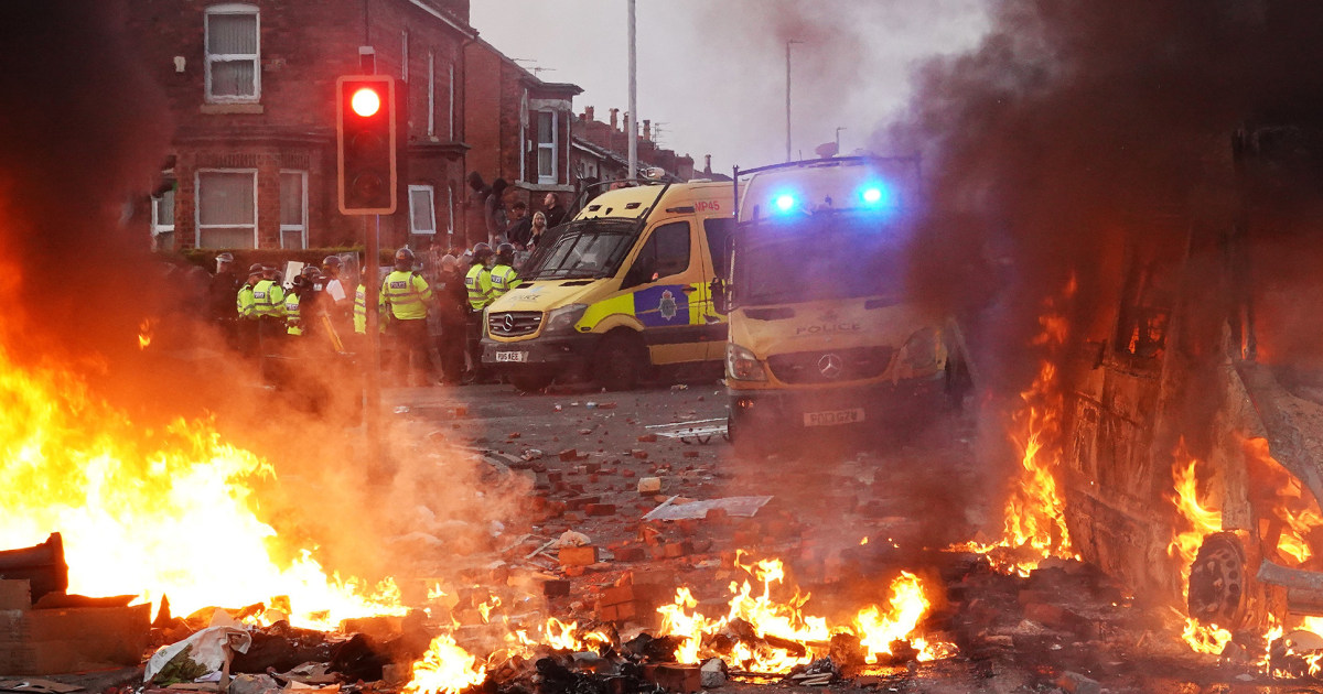 Far-right protesters clash with police near the site of U.K. stabbing attack that killed 3 girls