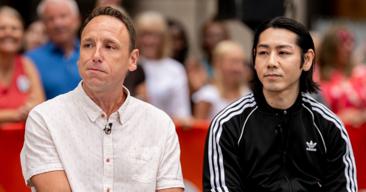 Hot dog-eating rivals Joey Chestnut and Takeru Kobayashi compete in a dog fight on Labor Day