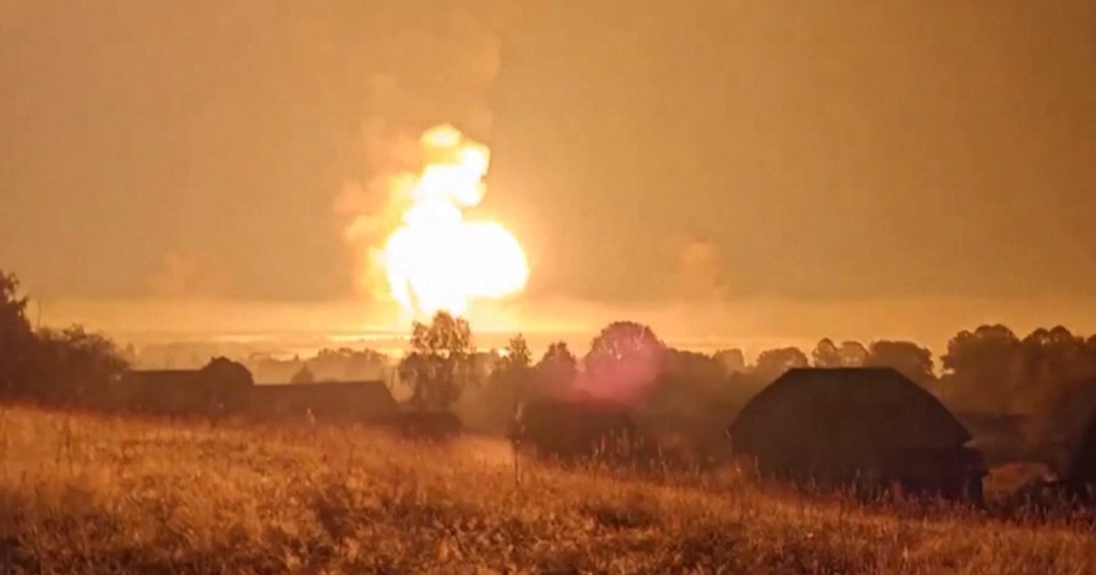 Ukrainian drone attack triggers huge blasts at Russian ammo depot