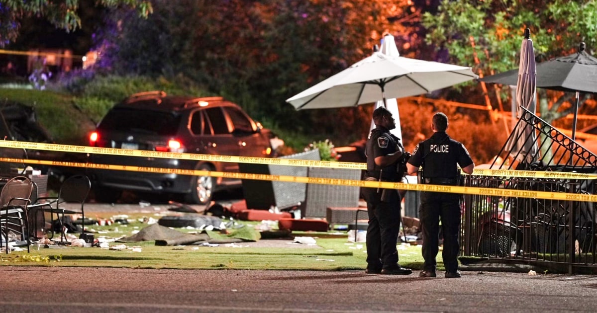 Two dead and three injured after man drives his car through the patio of a restaurant in Minnesota