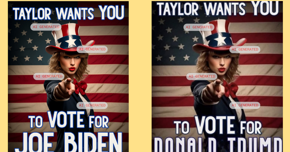 An AI Taylor Swift endorsement Trump shared was originally pro-Biden meme