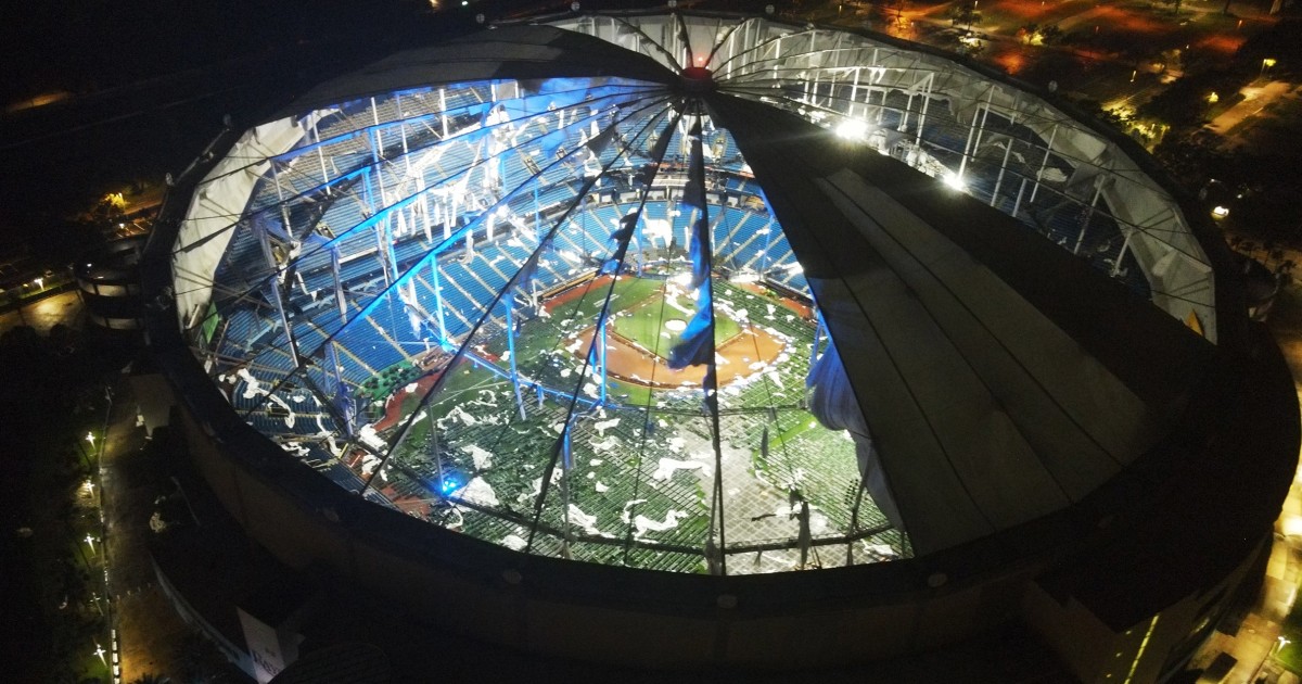 Milton destroys the roof of Tropicana Field, home of the Tampa Bay Rays baseball team